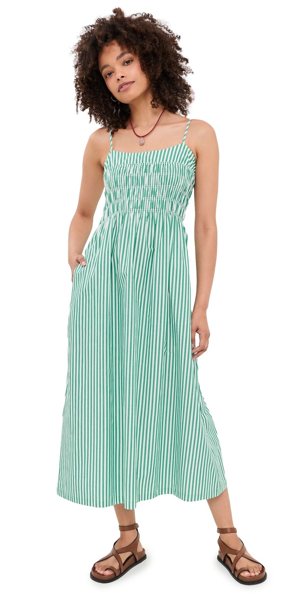 RAILS Primrose Dress Emerald Stripe XXS