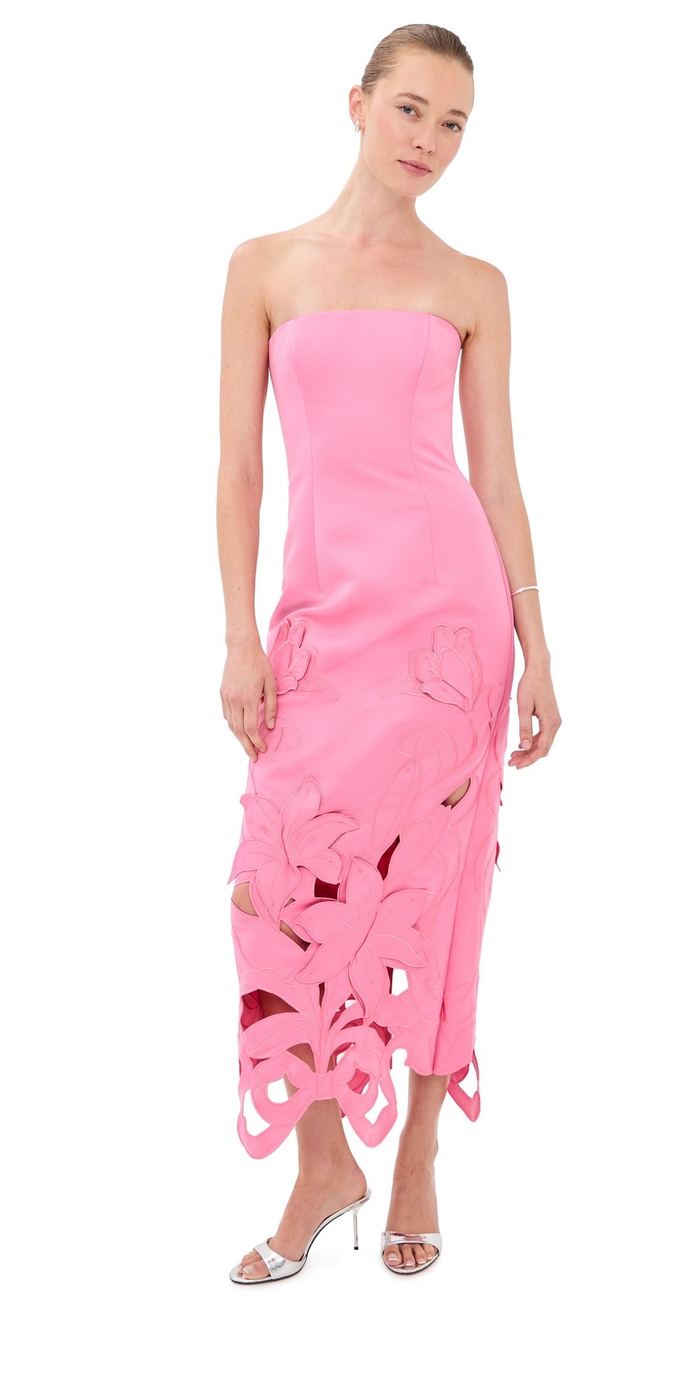 Leo Lin Rayna Applique Bustier Maxi Dress Fuchsia 8