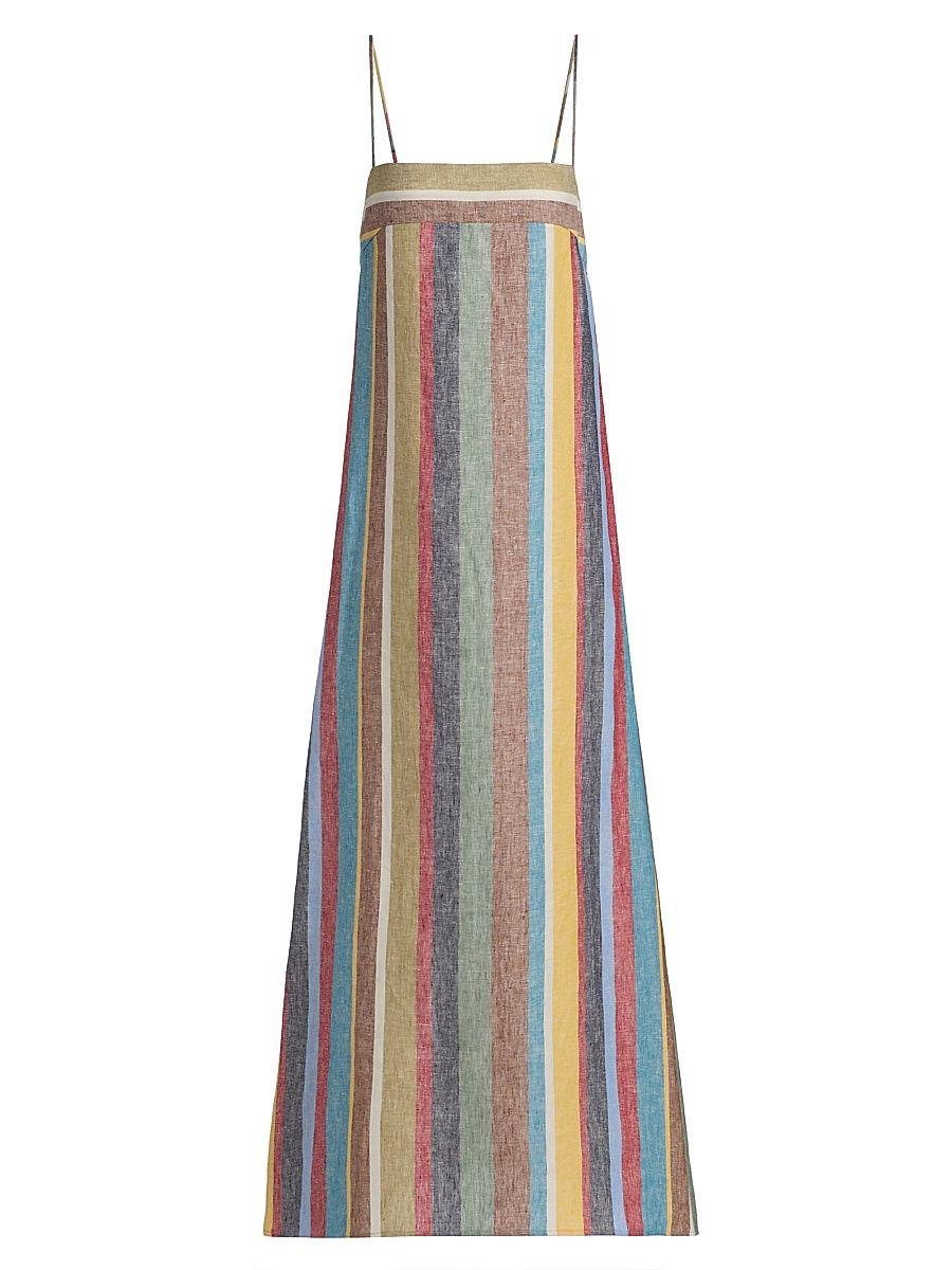 Women's Laura Linen Maxi Dress - Market Stripe - Size Medium