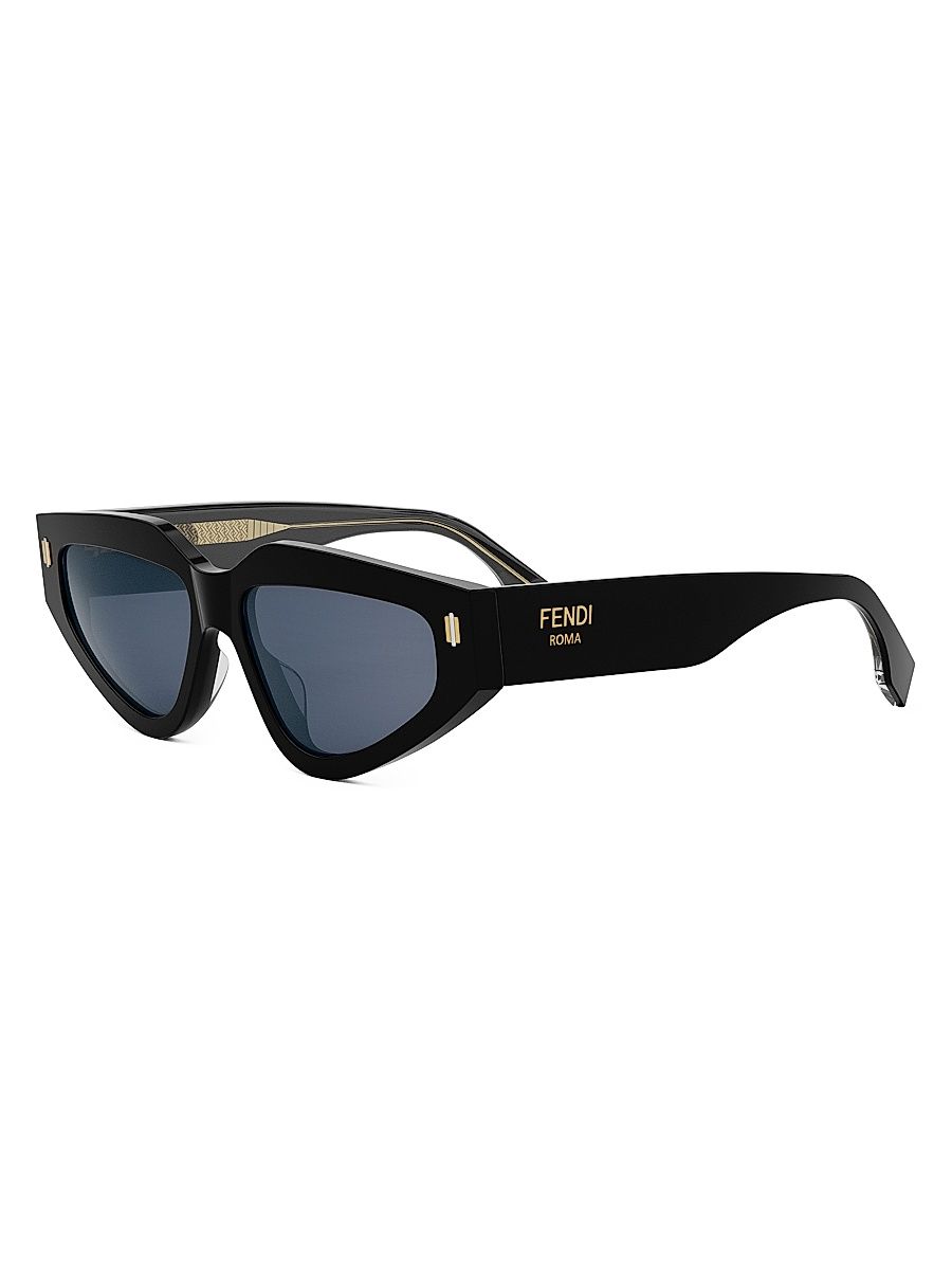 Women's Roma 54MM Geometric Sunglasses - Black Blue