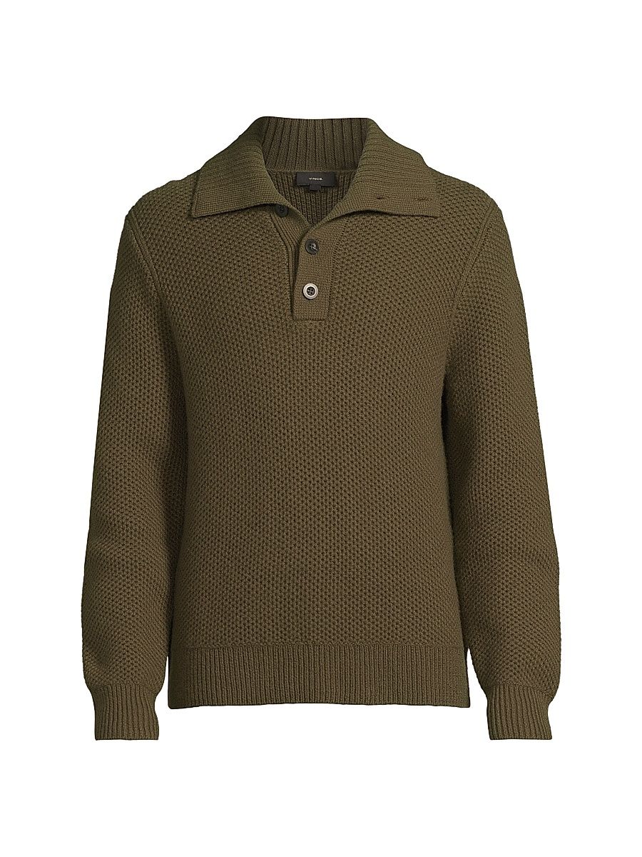 Men's Honeycomb Lambswool Pullover - Leaf - Size Small