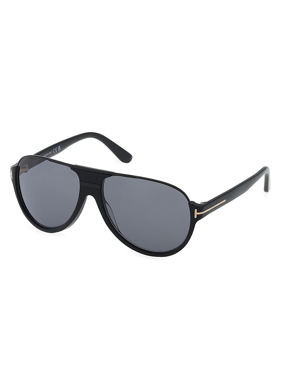 Men's 59MM Dimitry Pilot Sunglasses - Shiny Black Smoke