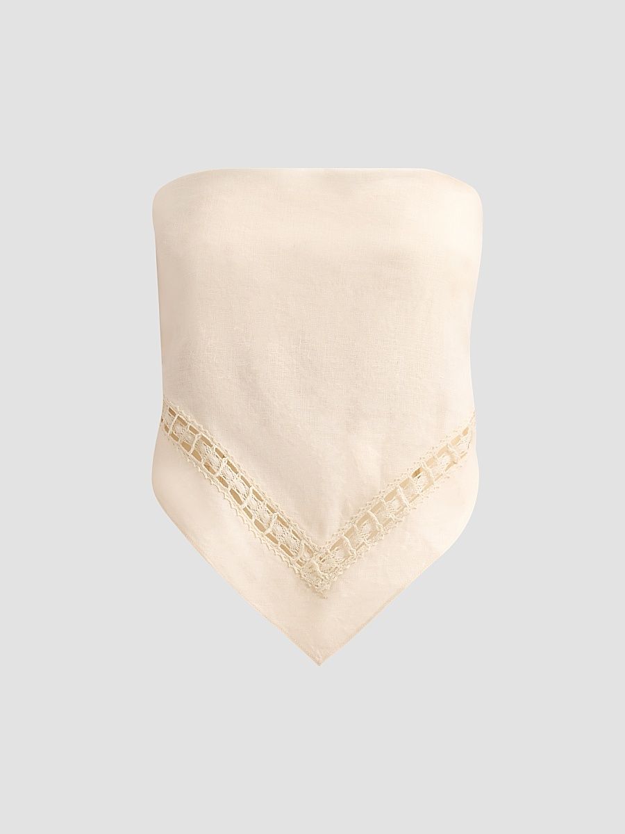 Women's Lahni Linen Lace Top - Sand - Size XS