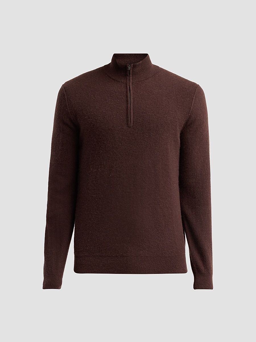 Vince Men's Boiled Cashmere Zip Sweater - Chocolate Plum - Size XXL