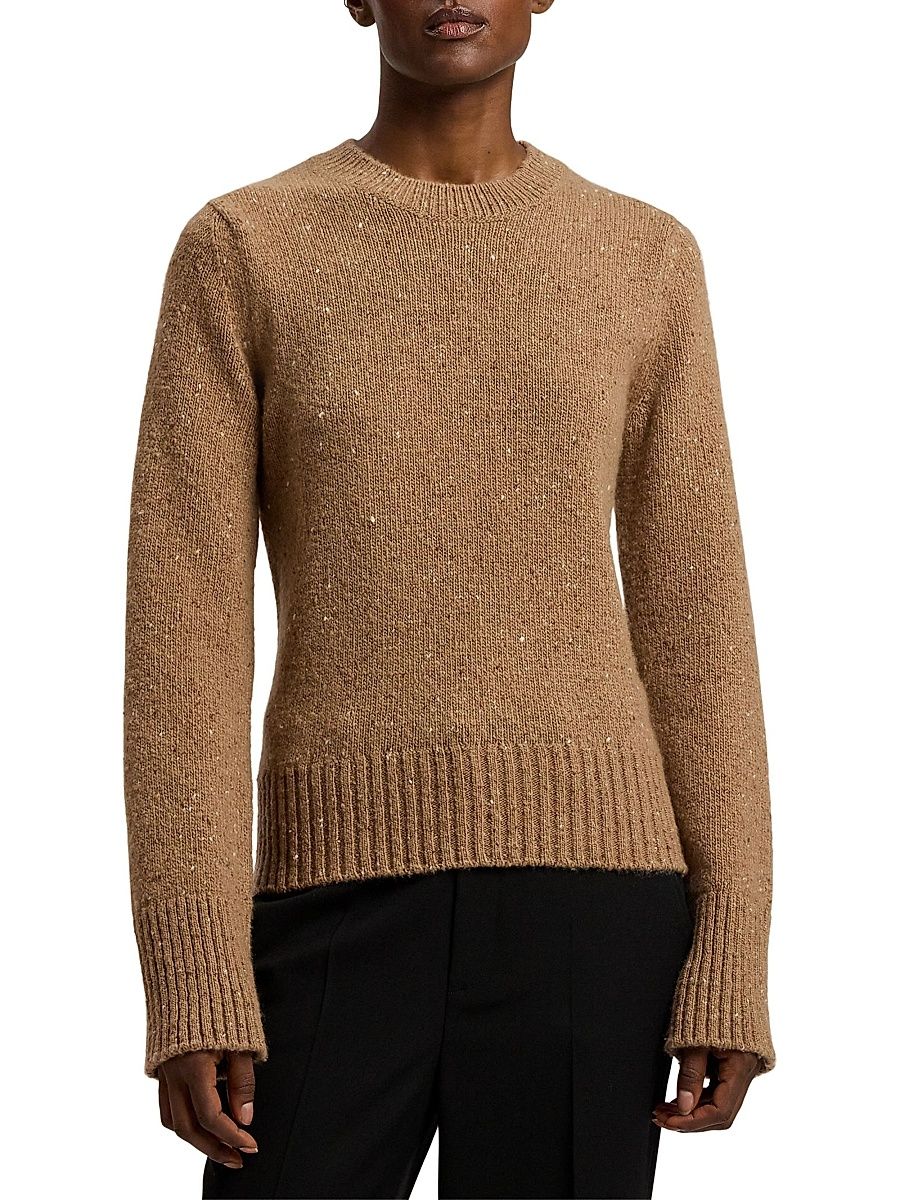 Women's Donegal Embellished Cashmere Sweater - Camel - Size Medium