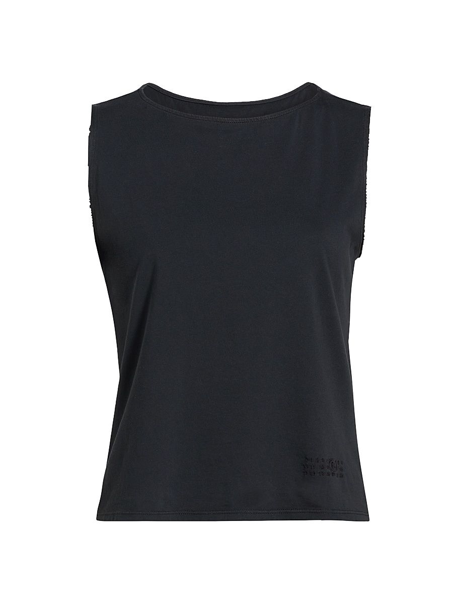 Women's Boatneck Tank Top - Black - Size Small