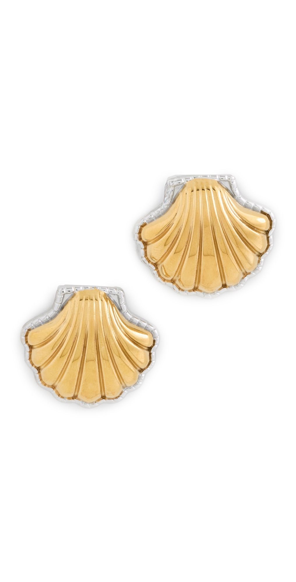 Kenneth Jay Lane Shell Pierced Earrings Gold/Silver One Size
