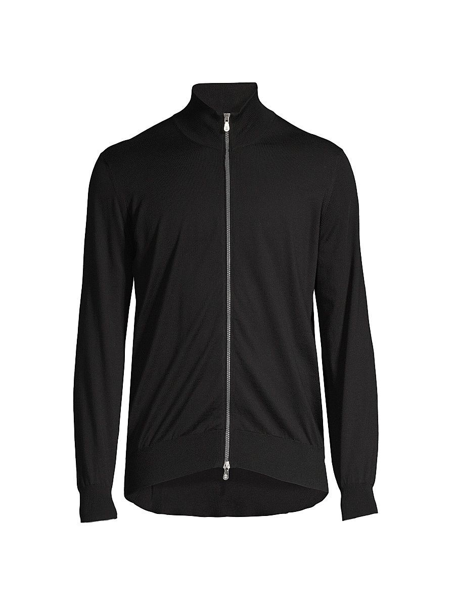 Men's Cotton Zip Jacket - Black - Size 46
