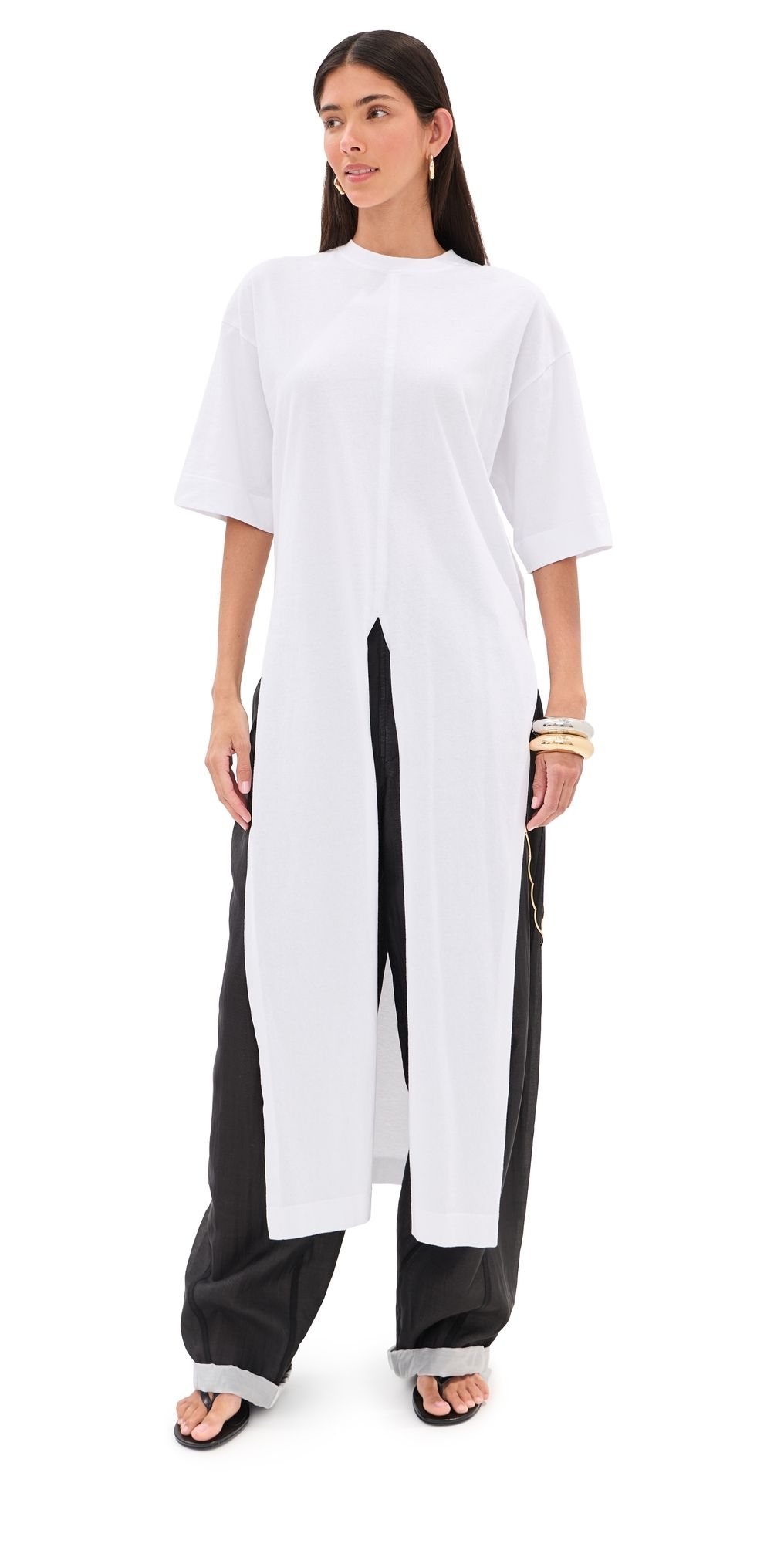 DARKPARK Gia Oversized Long Tee with Splits White XS