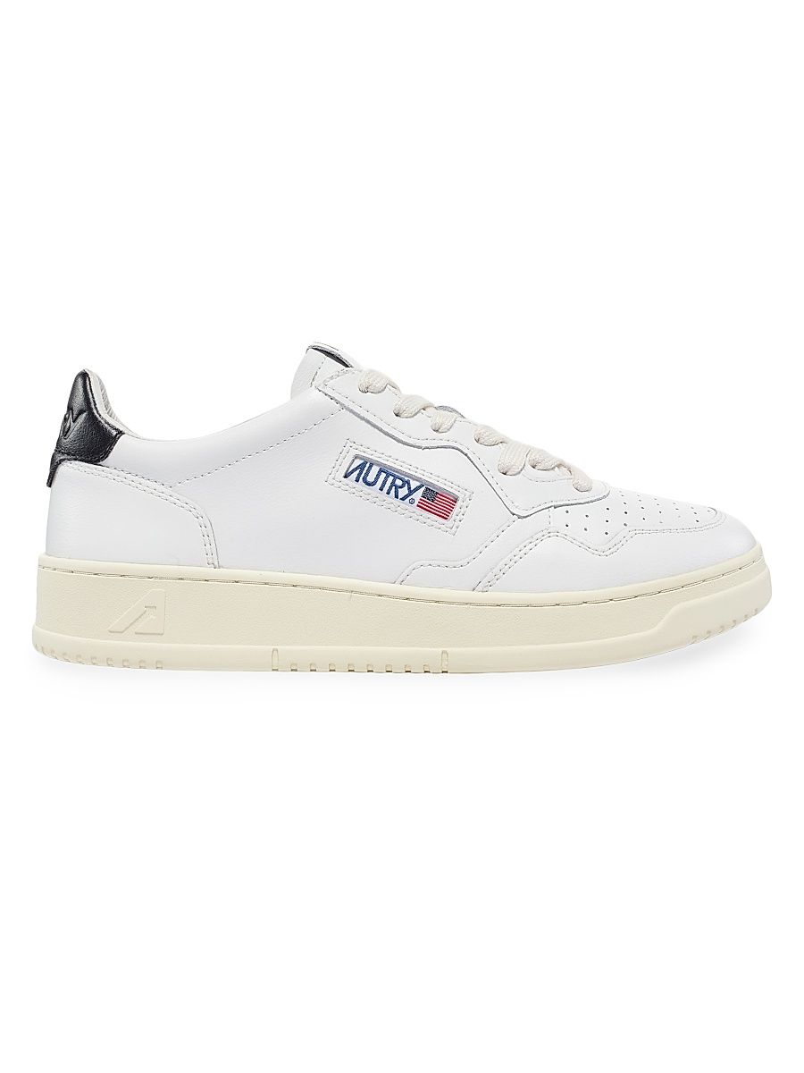 Women's Medalist Bicolor Leather Low-Top Sneakers - White Black - Size 12