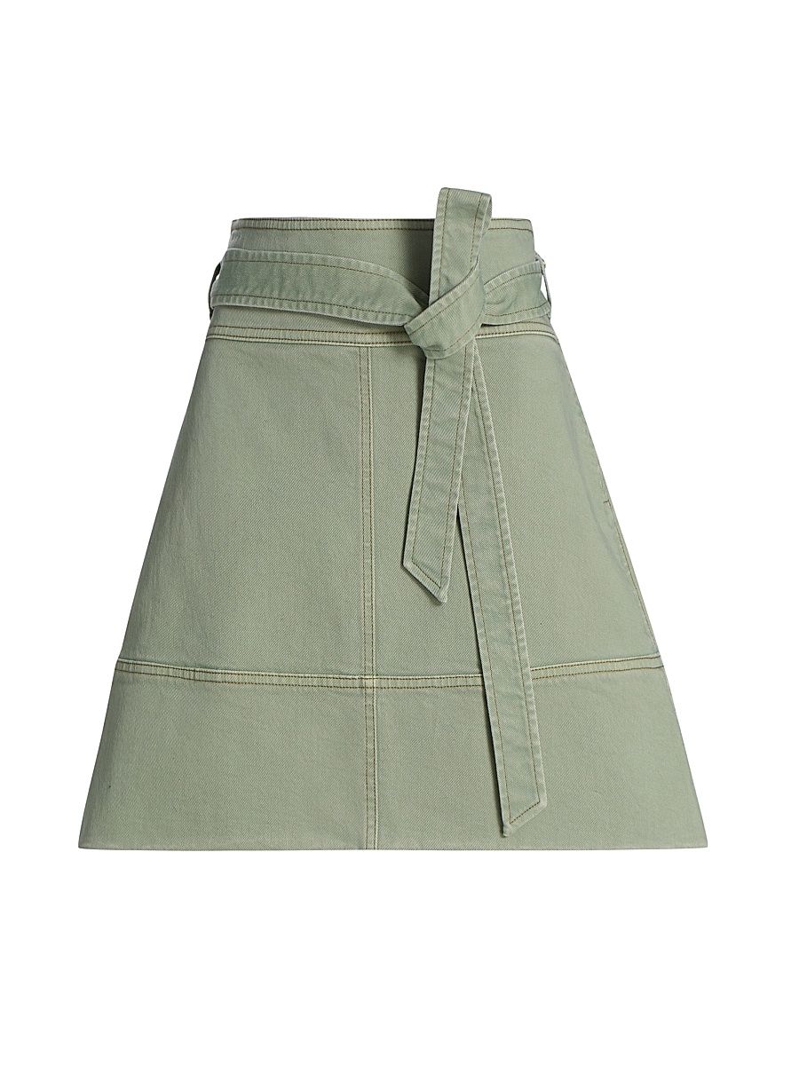 Women's Courtney Tie-Waist Denim Miniskirt - Pistachio - Size 14