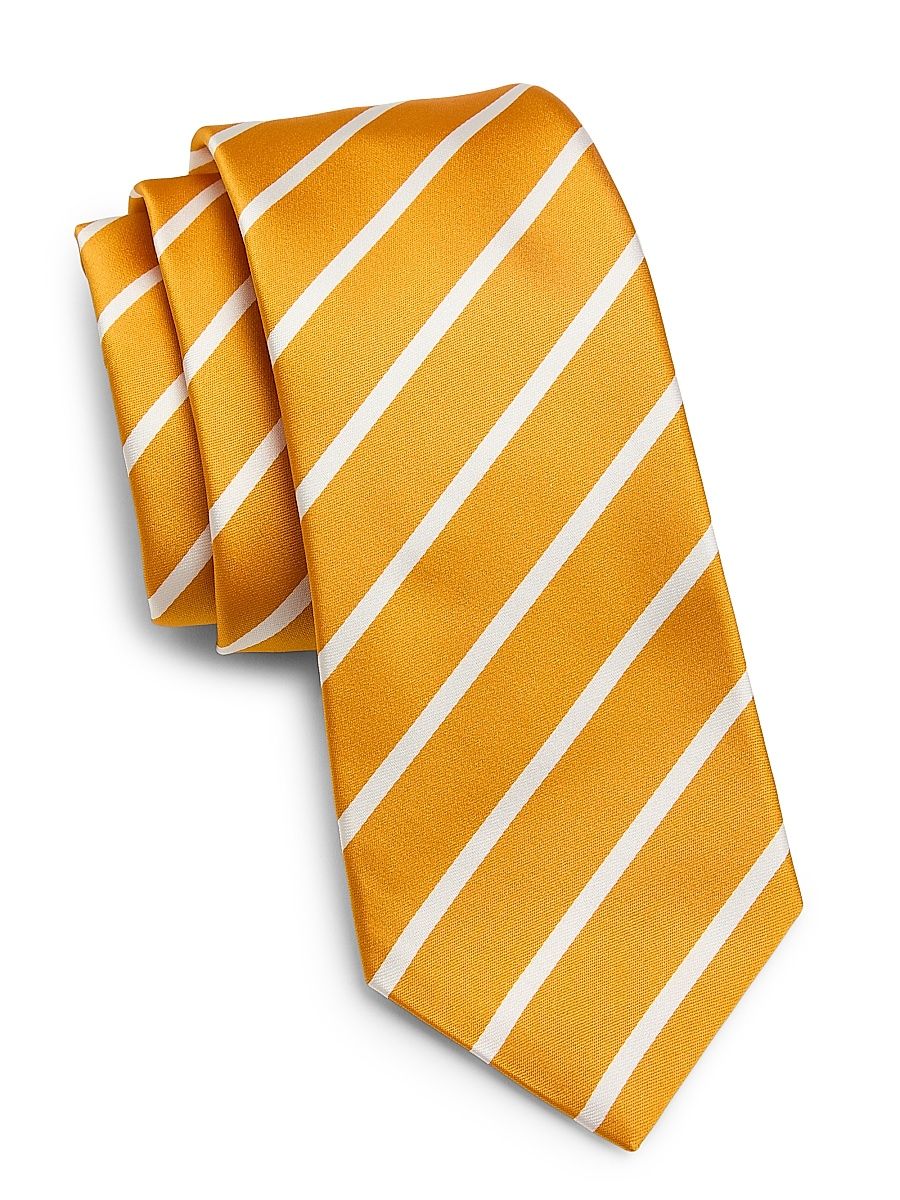 Men's Bold Striped Silk Tie - Orange