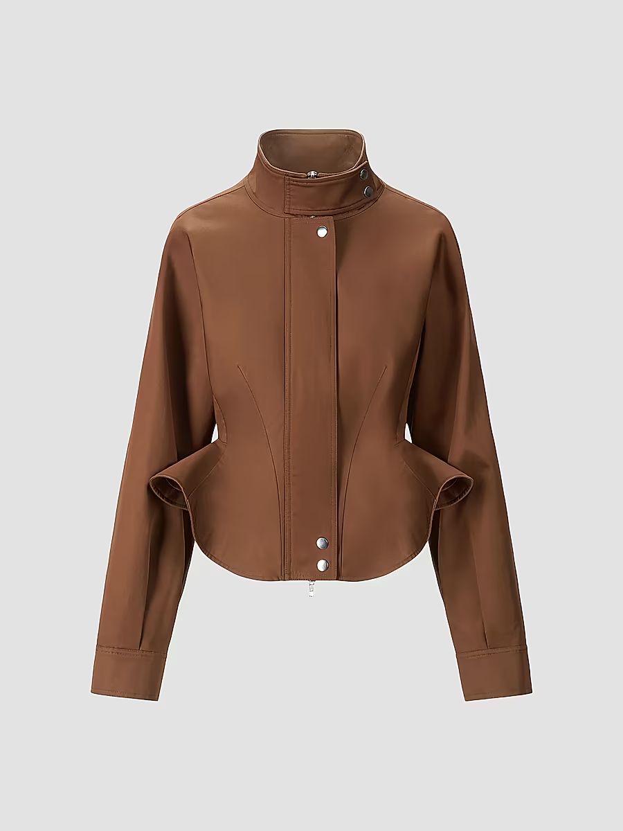 Women's Archie Cotton Peplum Jacket - Cigar - Size XL