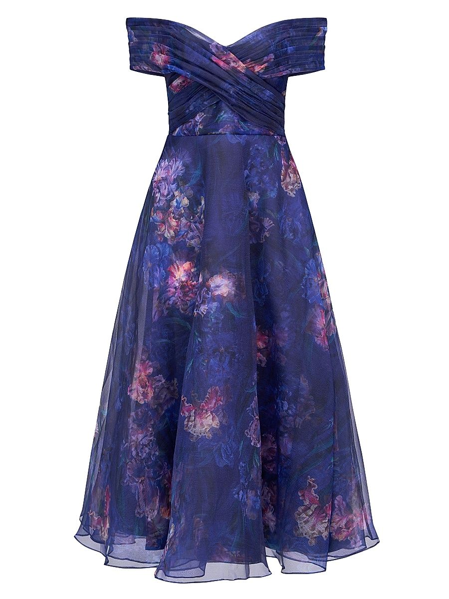 Women's Desiree Floral Fit & Flare Dress - Moonlit Iris - Size 8