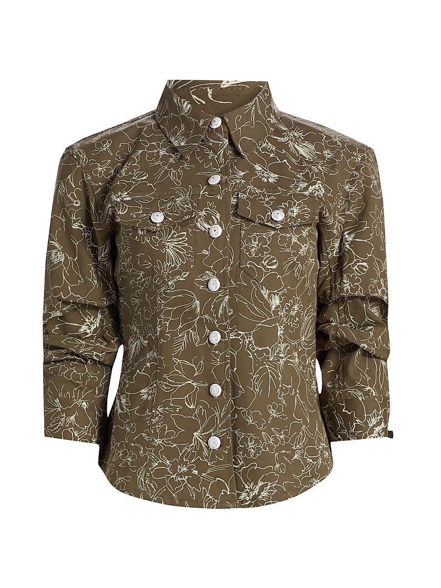 Women's Canyon Garden Doodle Scrunched Jacket - Dark Olive White - Size 00