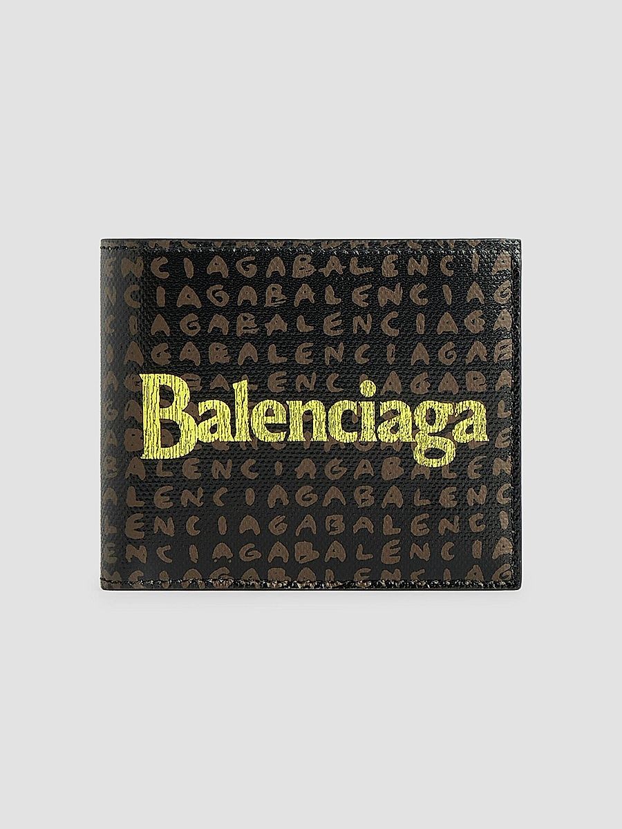Balenciaga Men's Select Square Folded Coin Wallet - Black