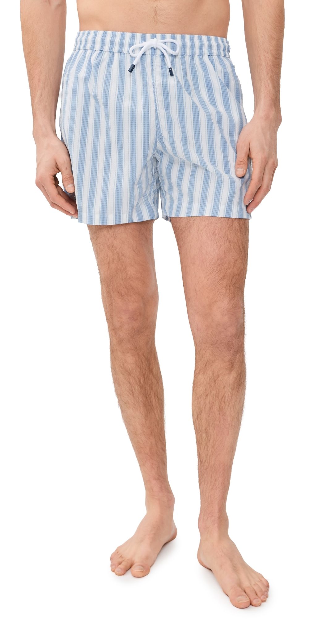 Fedeli Madeira Swim Trunks 5 Green Bold Seersucker Stripe L