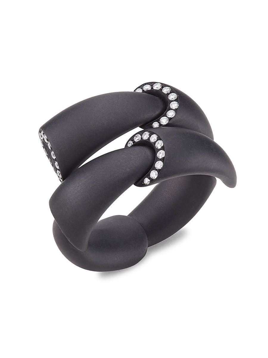 Women's Calla Diamond & Titanium Ring - Black Titanium - Size 7.5