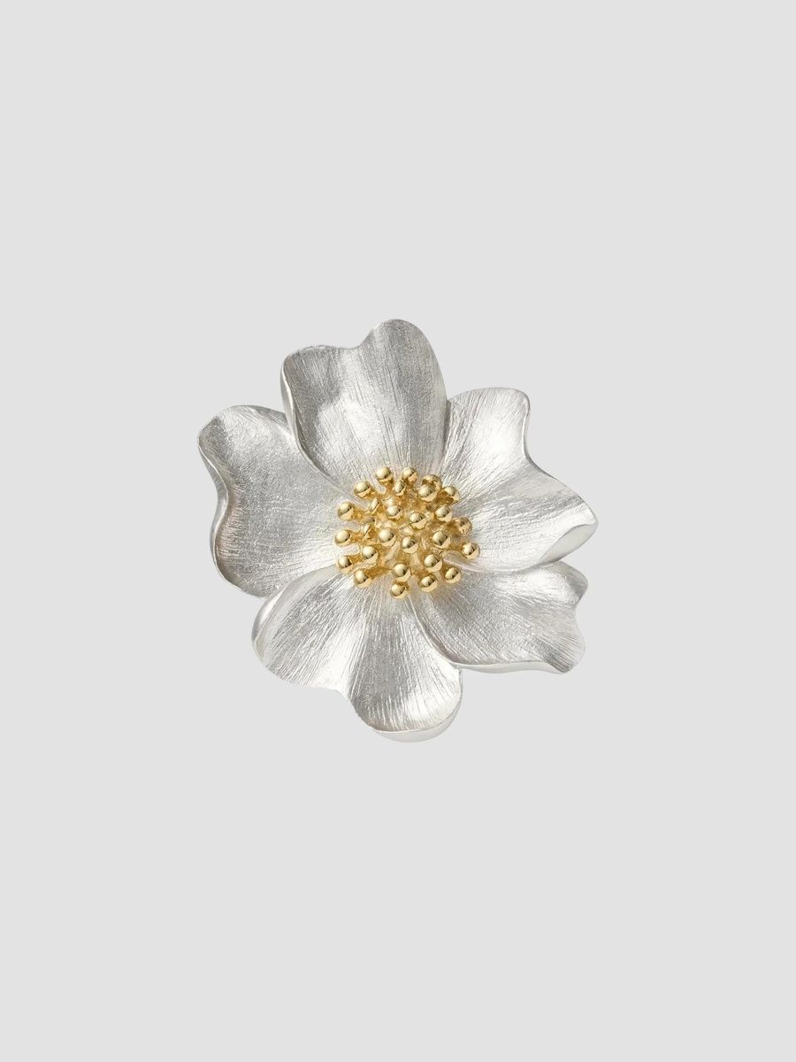 Jan Leslie Men's Sterling Silver & 18K-Yellow-Gold Vermeil Flower Lapel Pin - Silver