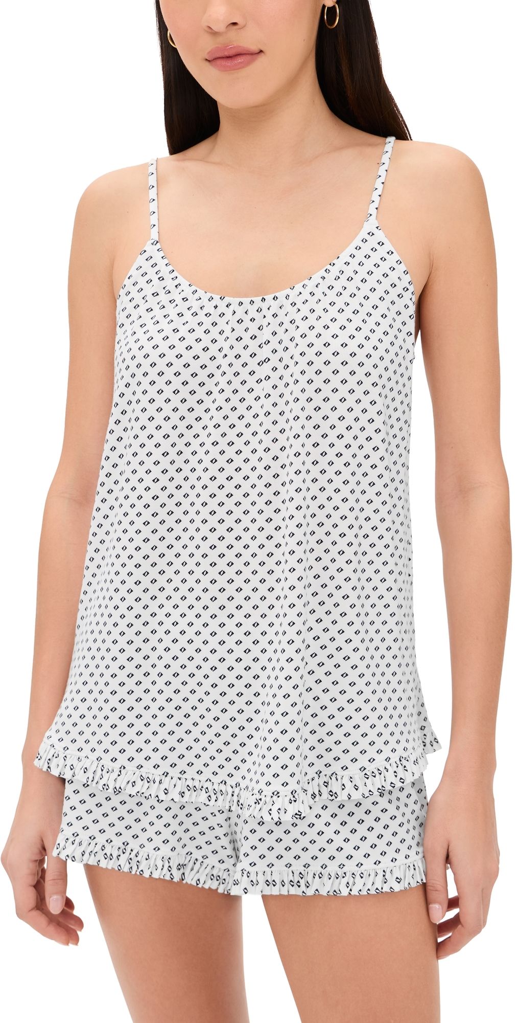 Eberjey Gisele Printed Cami and Shorts Pajama Set Tide Dot Ivory XL