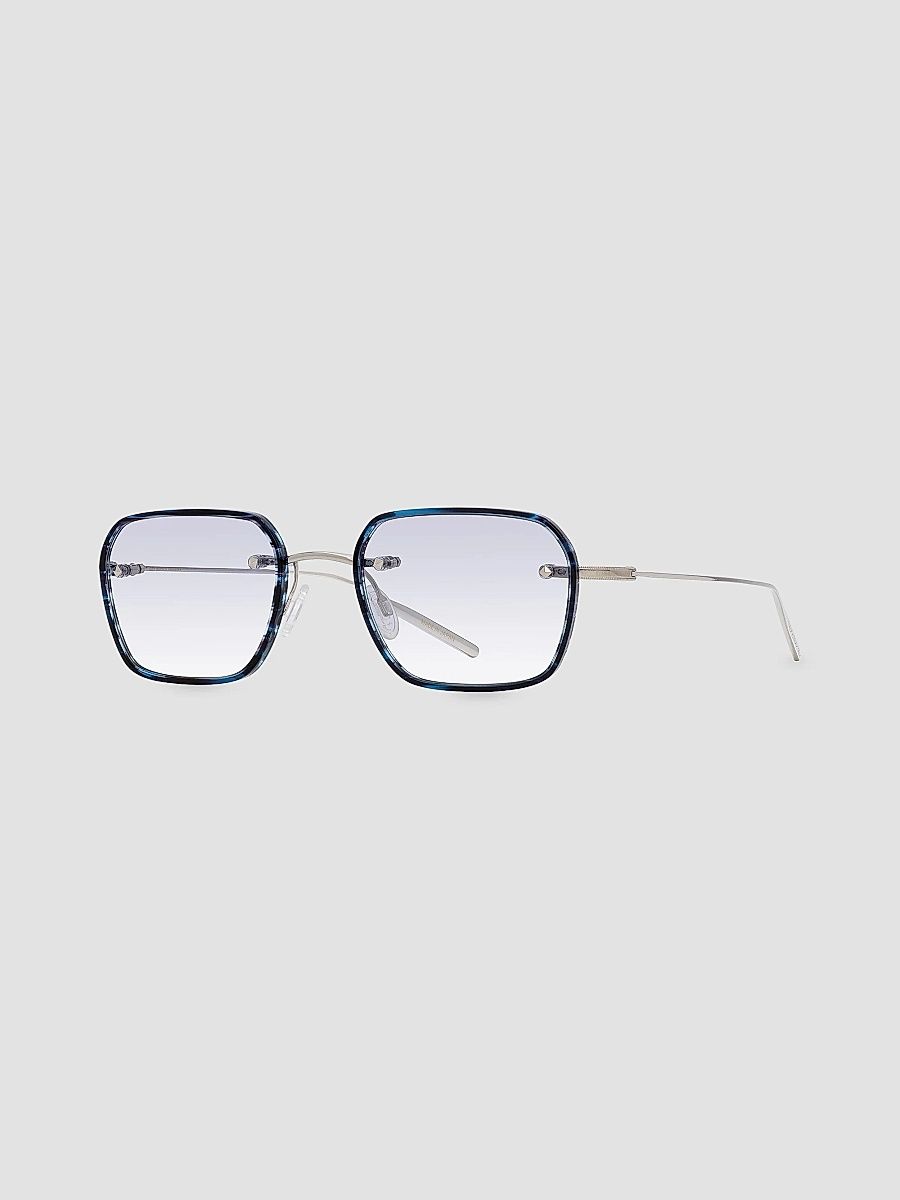Barton Perreira Men's Rimless Louie 49MM Rectangular Sunglasses - Silver Midnight