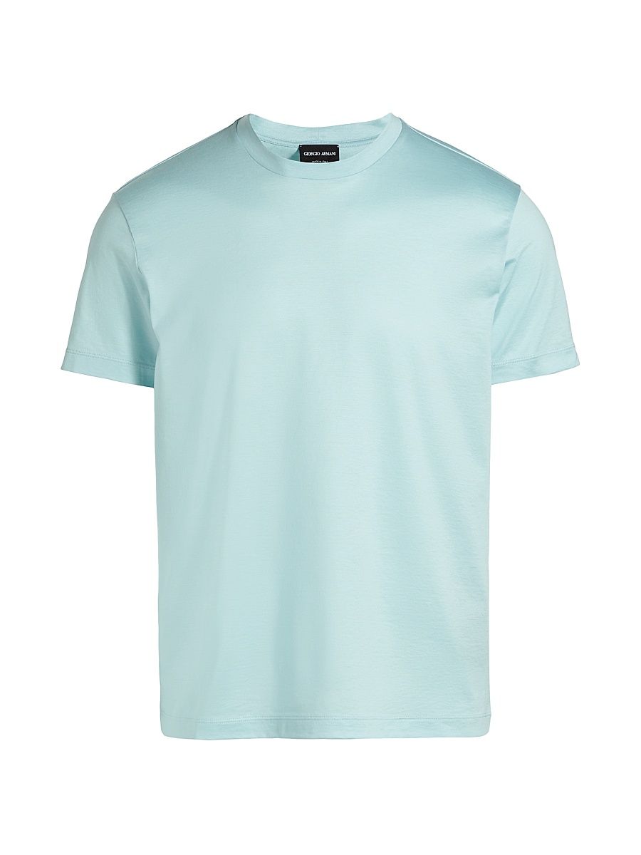 Men's Lux Jersey Silk-Cotton T-Shirt - Aqua - Size 46