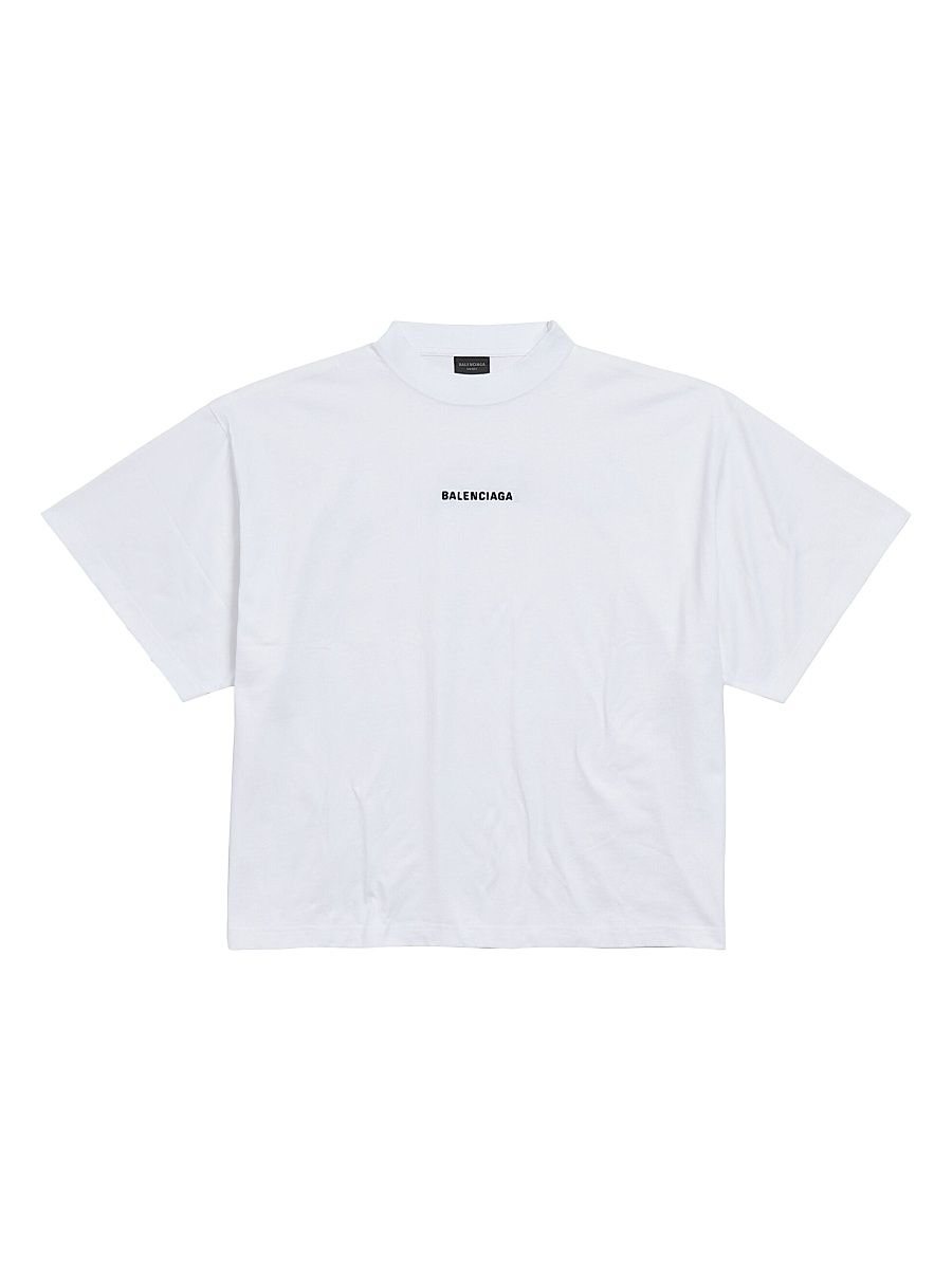 Women's Back Cropped T-Shirt - White Black - Size XL