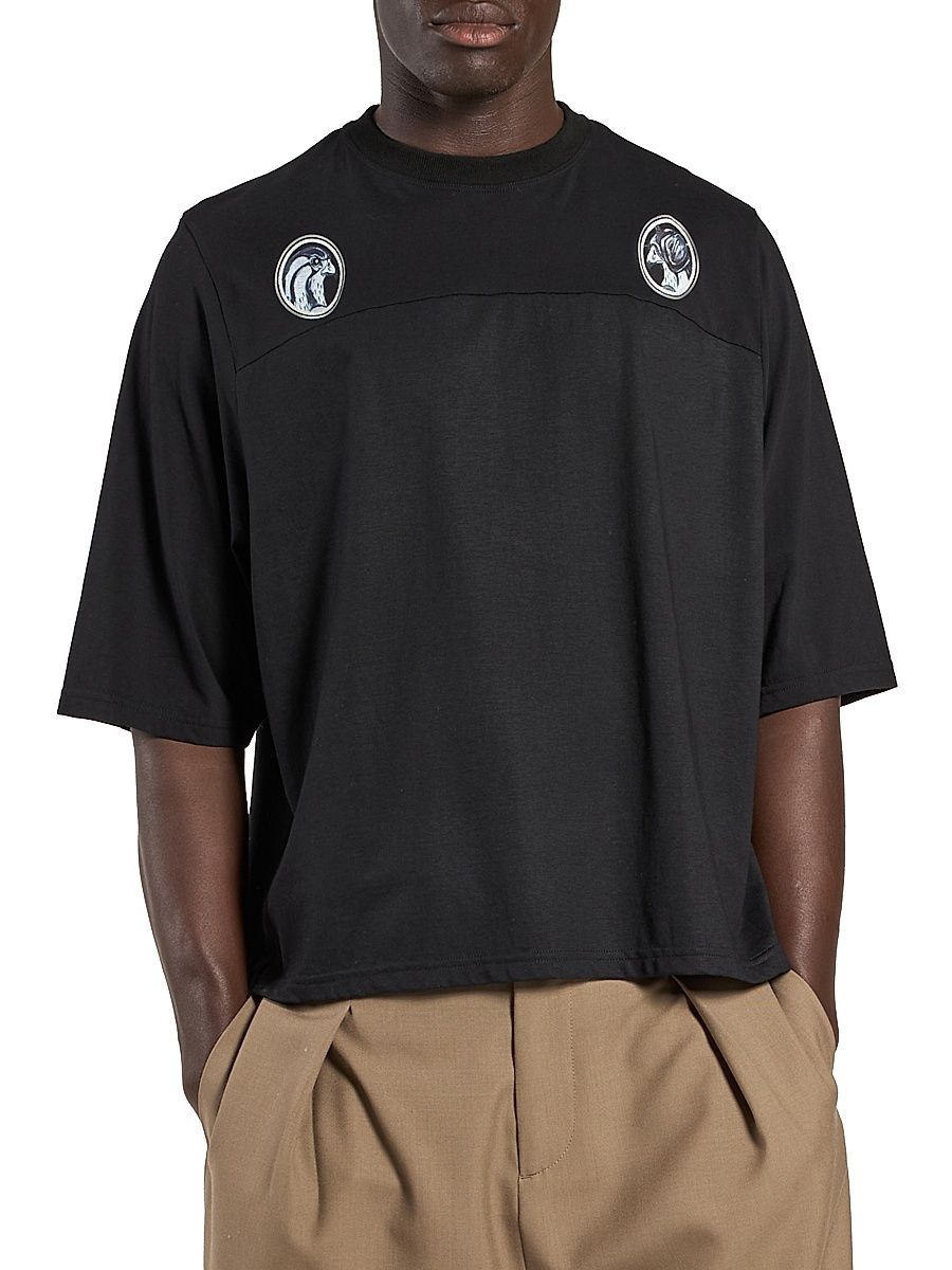 Men's Falcon Printed Cotton T-Shirt - Black - Size XL