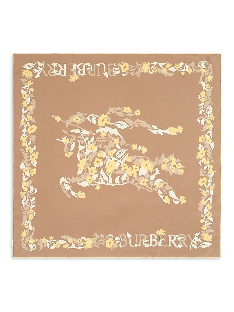 Women's Floral EKD Silk Scarf - Sand