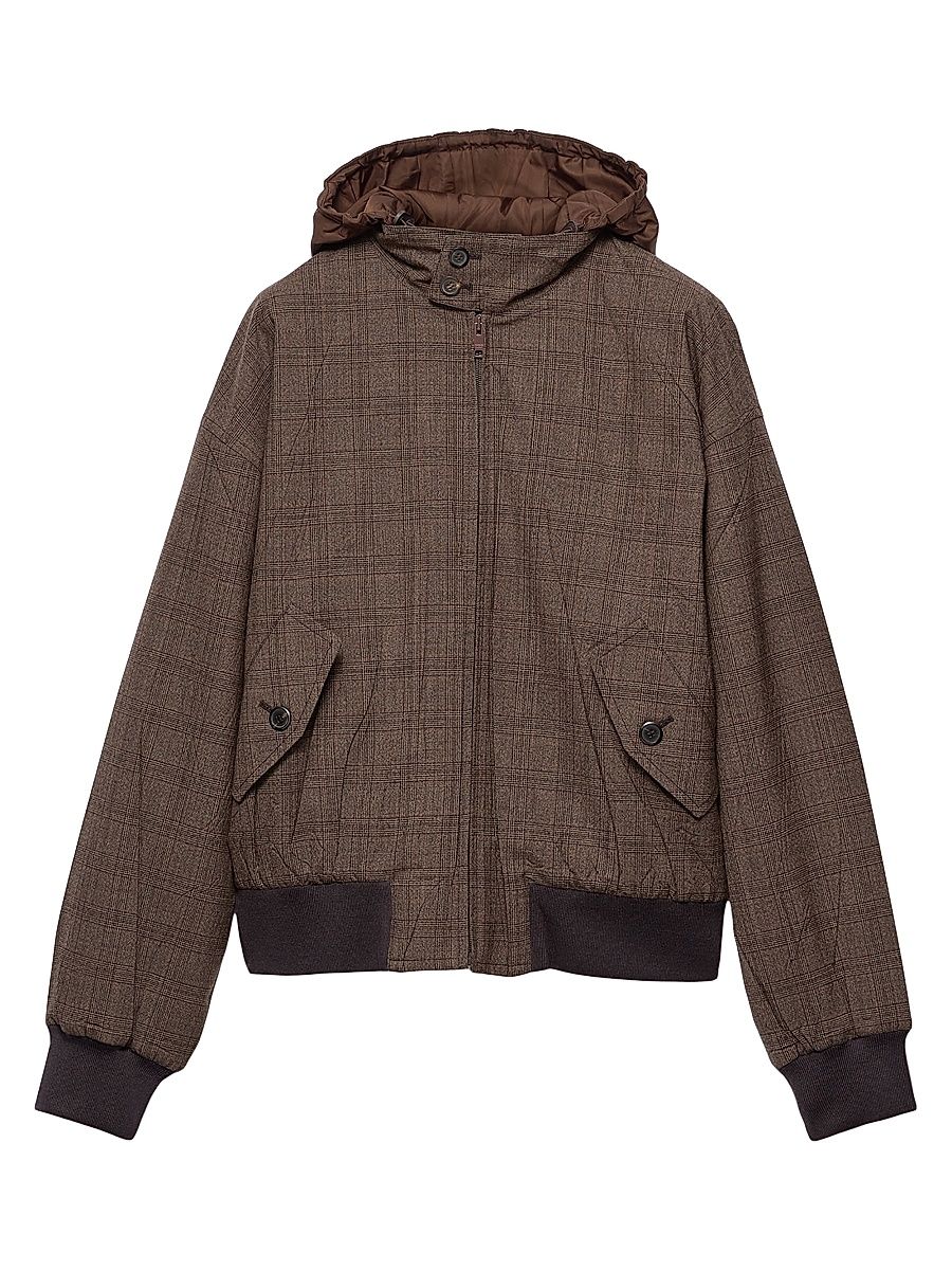 Men's Hooded Wool Jacket - Brown - Size XL