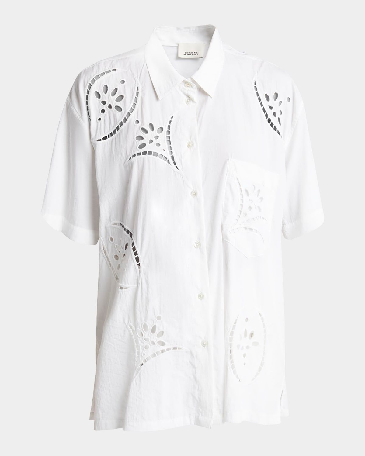 Bilya Broderie Anglaise Short-Sleeve Collared Shirt