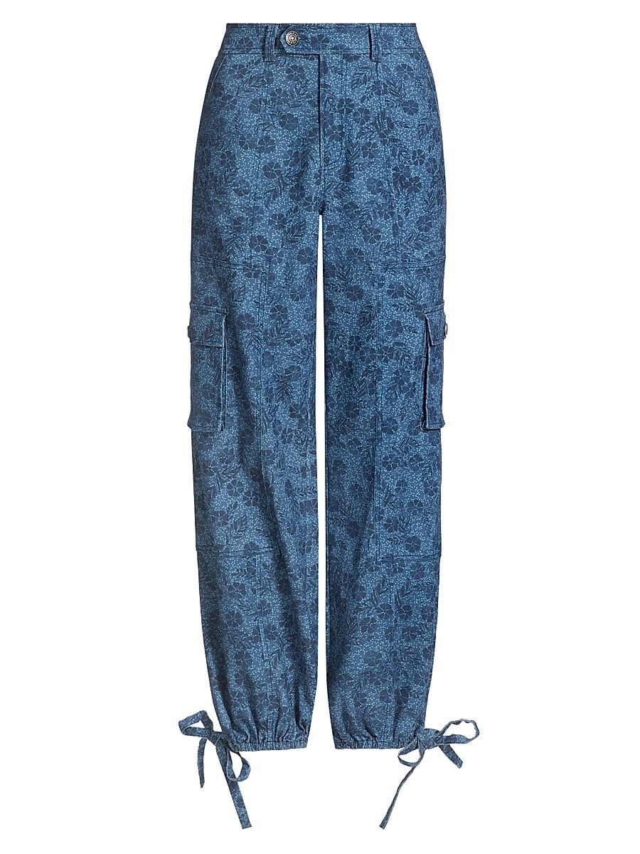 Women's Zola Floral Denim Pants - Indigo Multi - Size 00