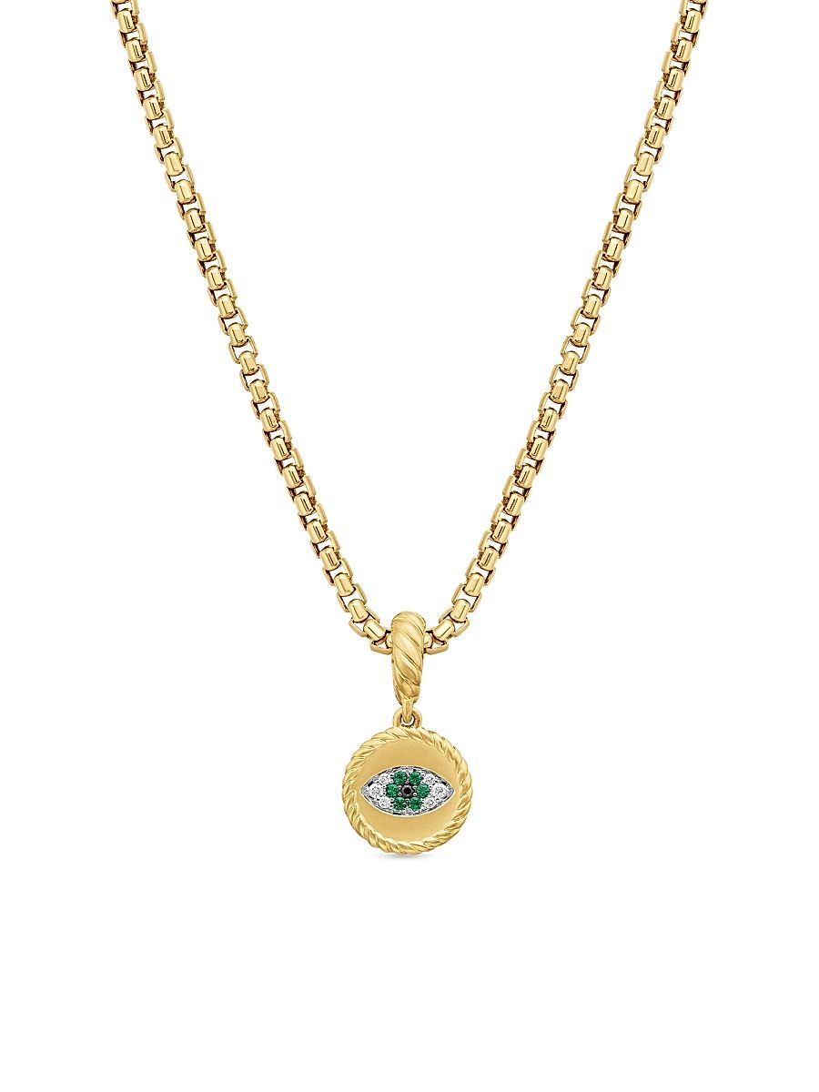 Women's Evil Eye Amulet in 18K Yellow Gold - Emerald
