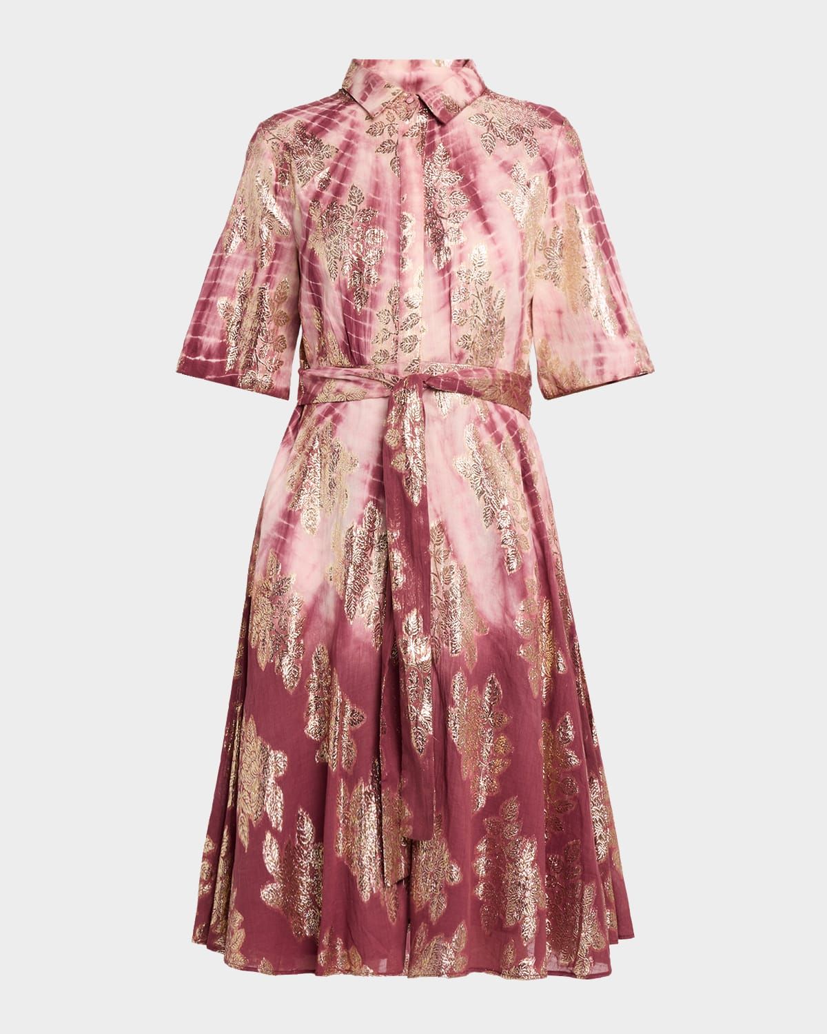 Tara Belted Shibori-Print Jacquard Dress