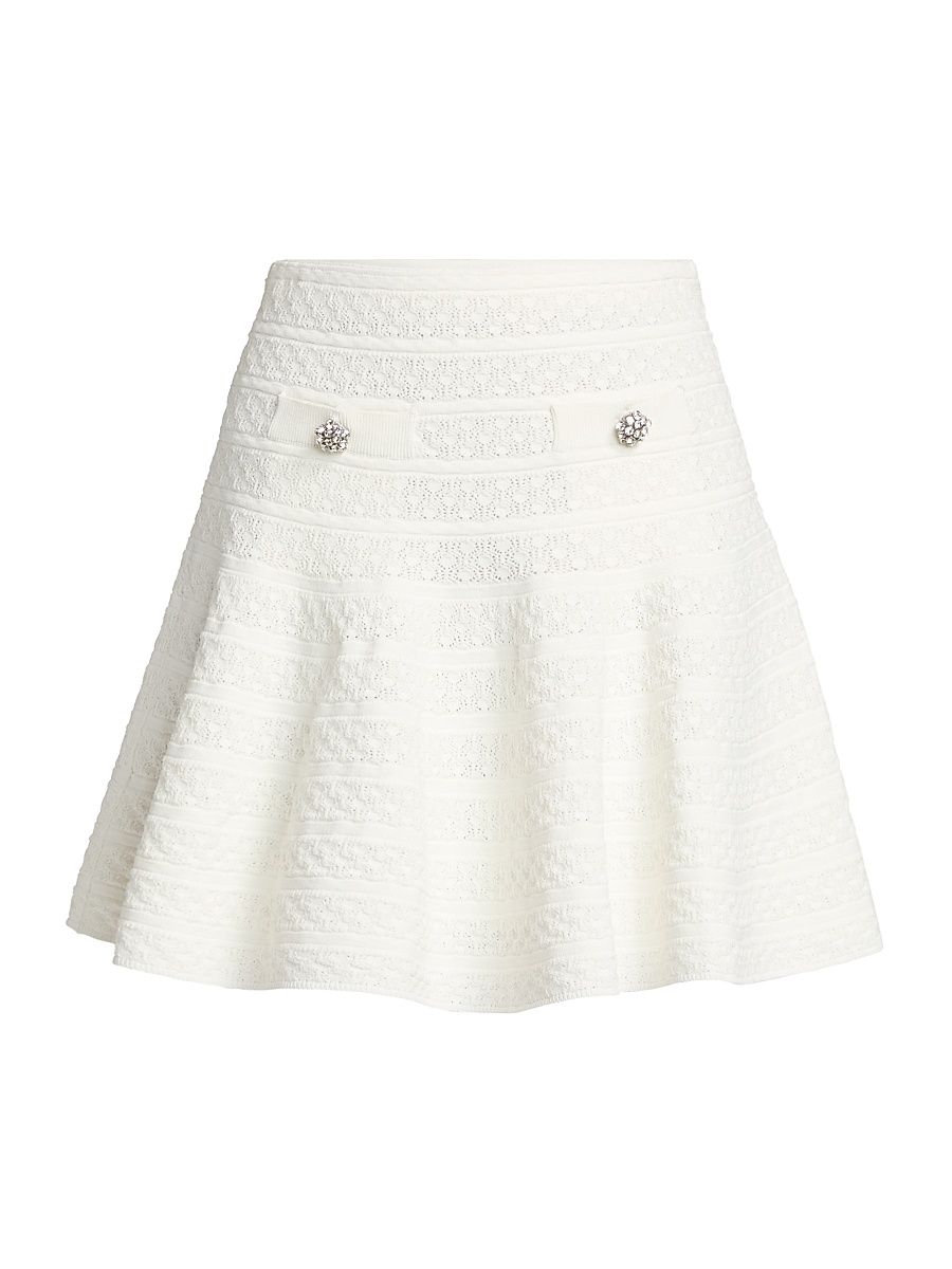 Women's Pointelle-Knit Skater Miniskirt - White - Size XS
