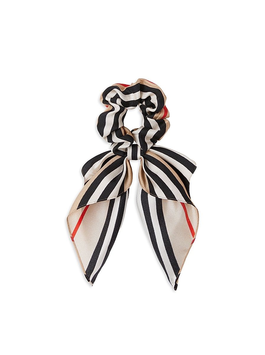 Little Girl's Striped Scarf Scrunchie - Archive Beige