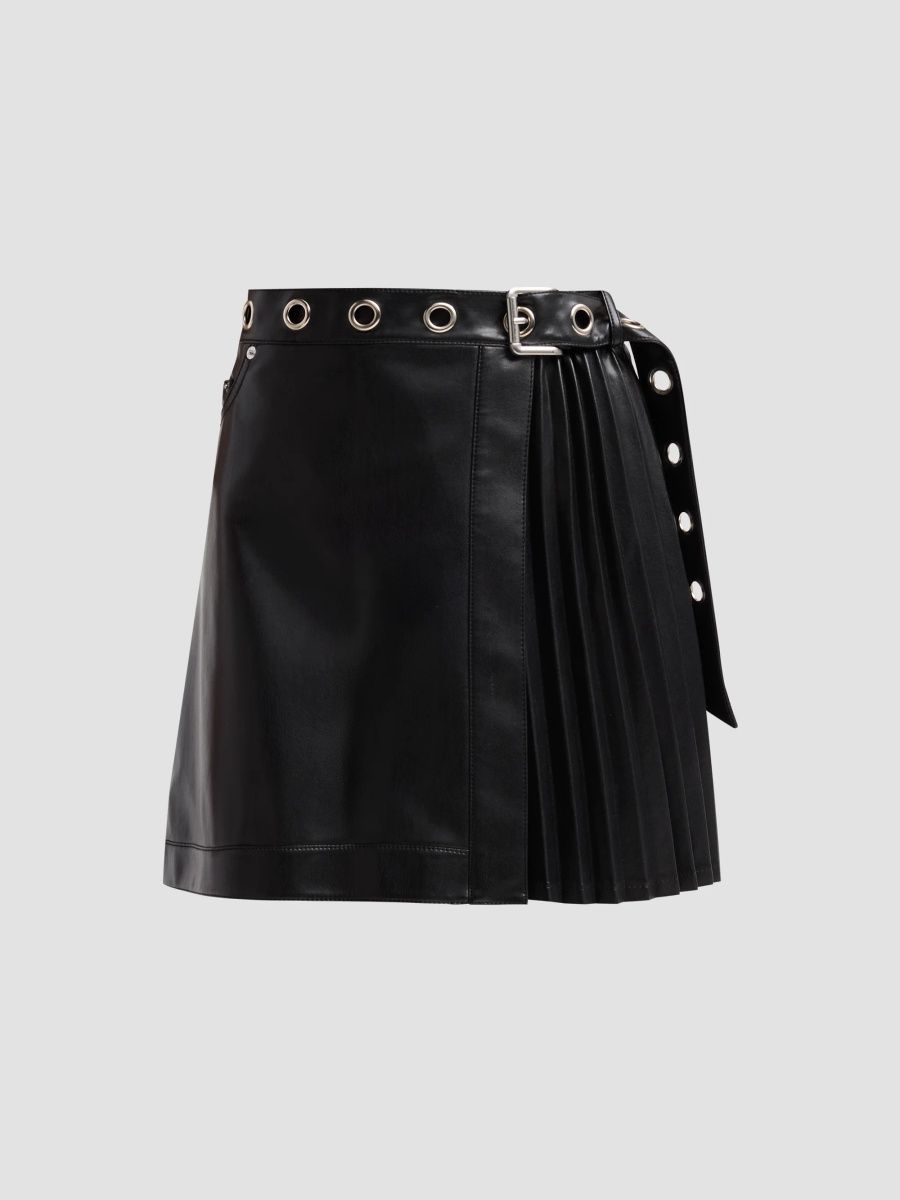 Women's Santana Vegan Leather Mini Skirt - Black - Size 14