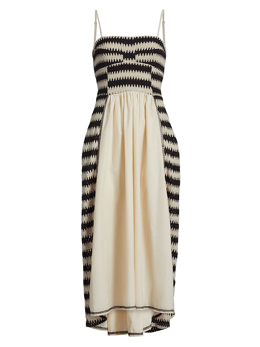 Women's Carmy Textured Knit Cotton Midi-Dress - Black - Size Small