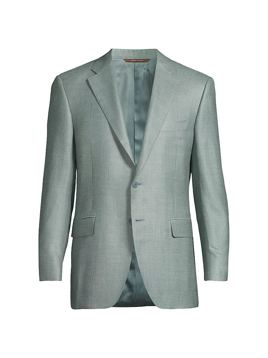 Men's Lux Solid Diagonal Weave Sportcoat - Green - Size 42