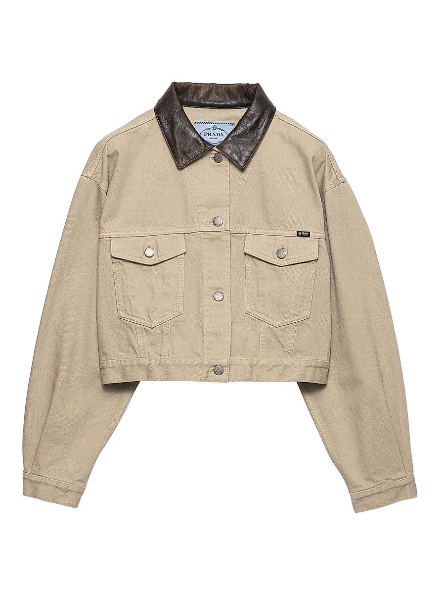 Women's Cropped Old Denim Jacket - Beige - Size XL