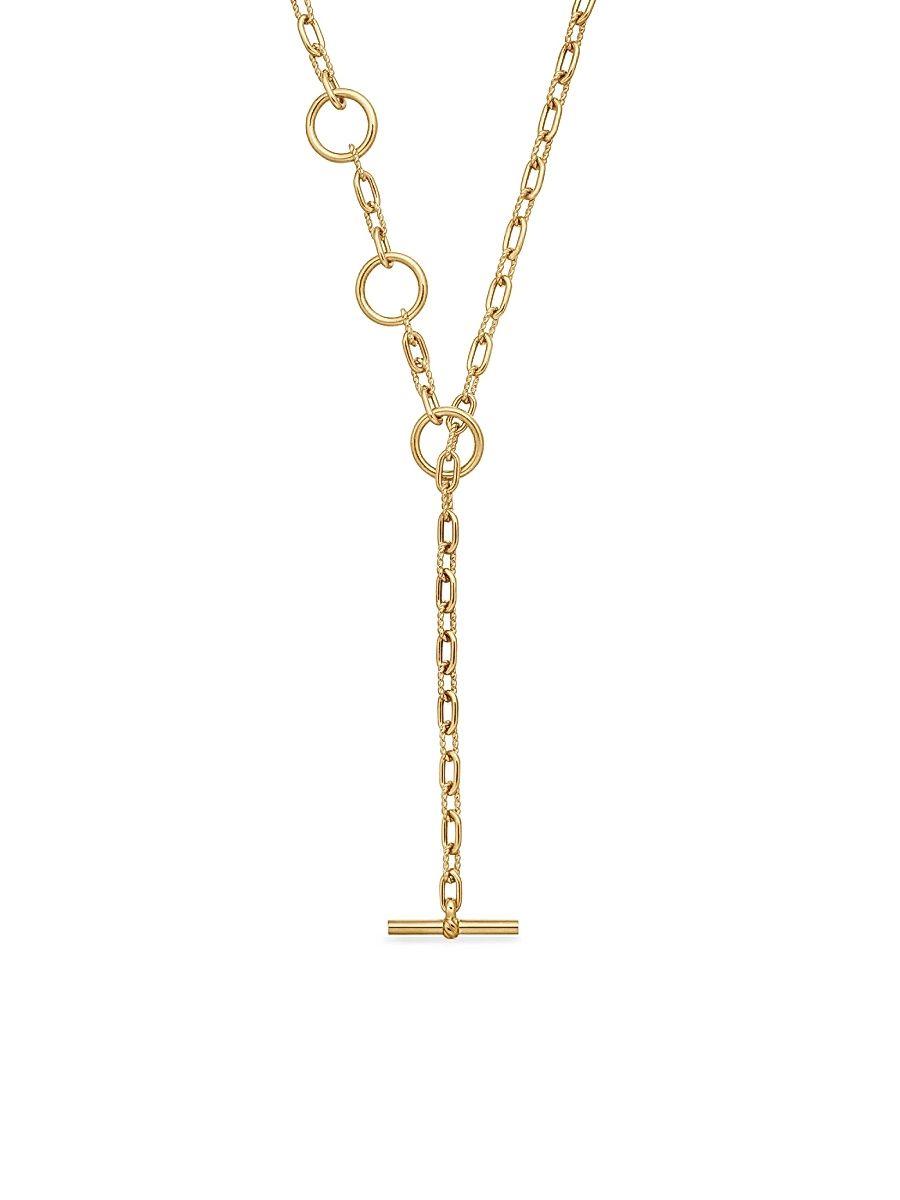Women's DY Madison Three Ring Chain Necklace in 18K Yellow Gold, 3mm - Gold - Size 17.5