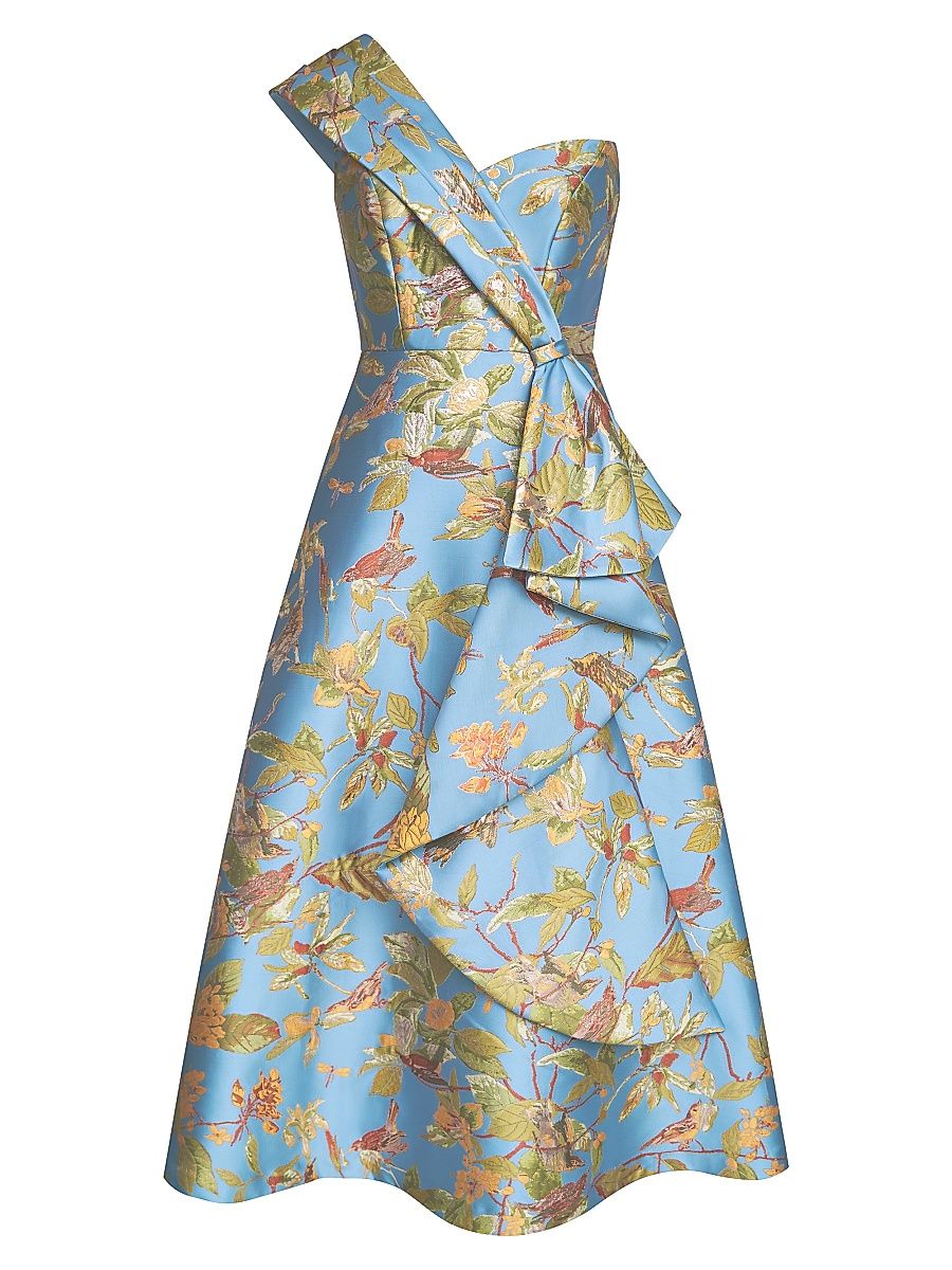 Women's Dalia Floral One-Shoulder Cocktail Dress - Cornflower Marigold - Size 2