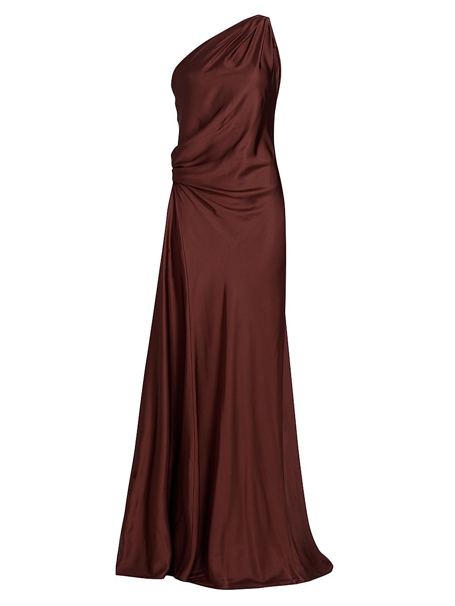 Women's Aster Draped Satin Gown - Black Cherry - Size 14
