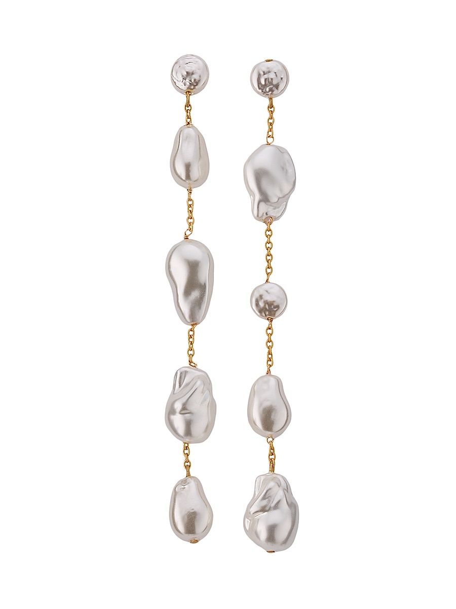 Women's Vana Goldtone & Imitation Pearl Drop Earrings - White