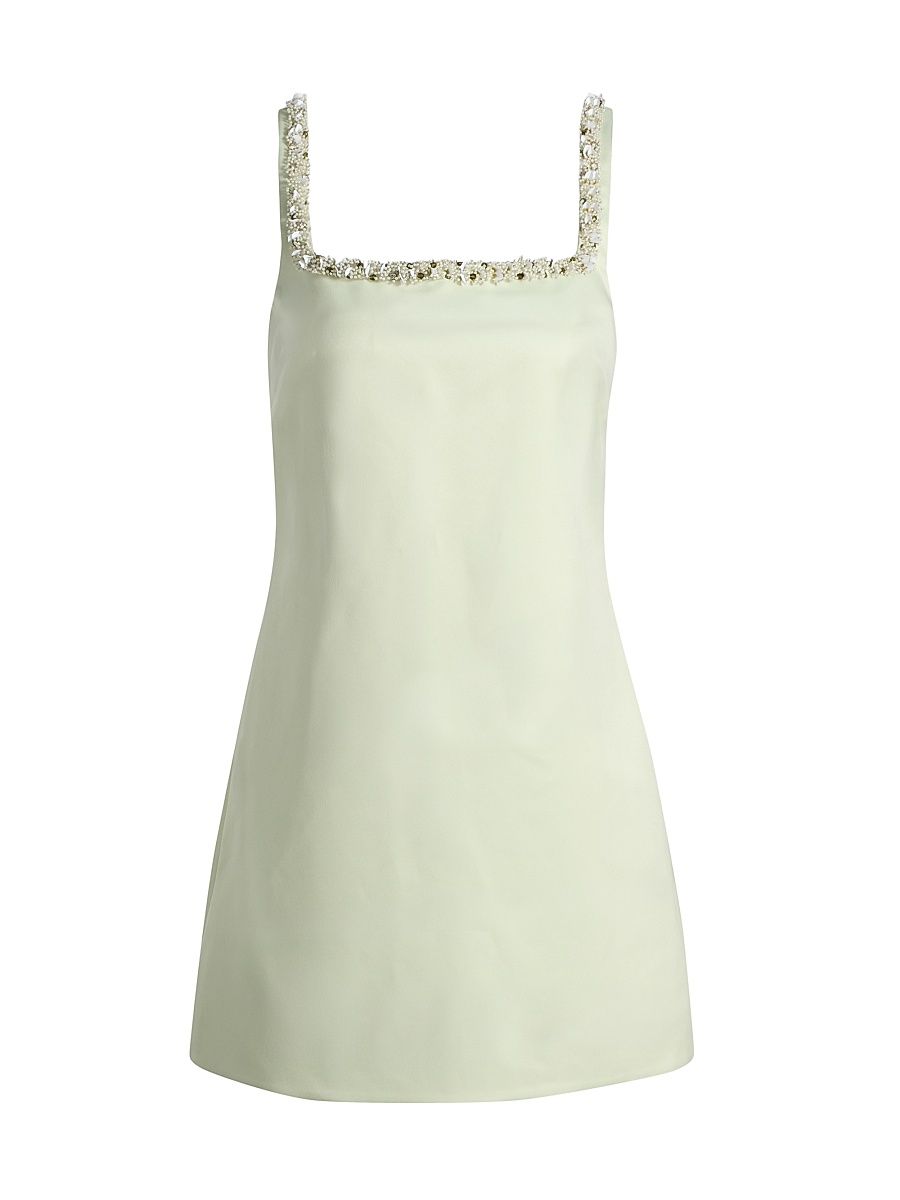 Women's Barton Satin Embellished Minidress - Light Seaglass - Size 14