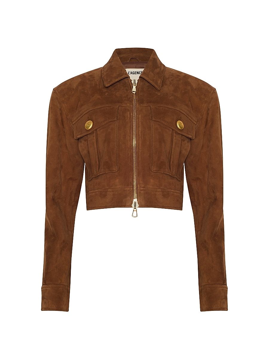 Women's Micah Suede Crop Jacket - Walnut - Size XXL