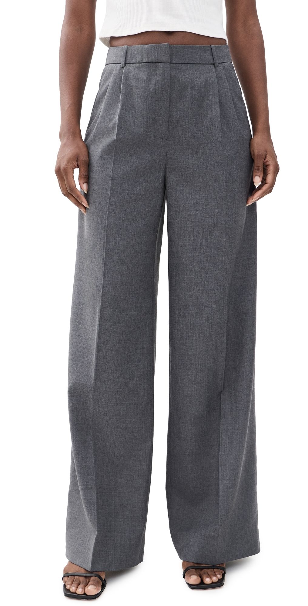 SALONI Wide Tailored Trousers Slate Grey 6