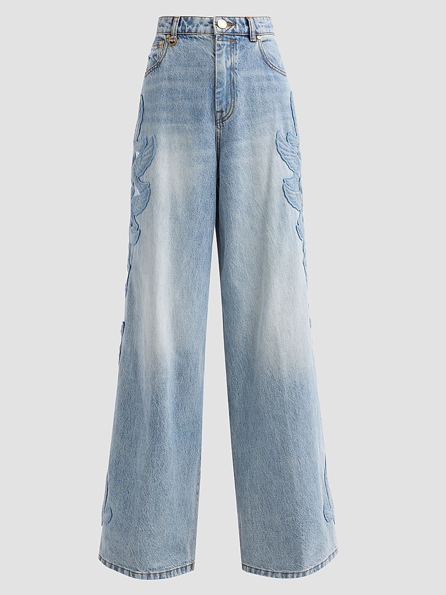 Women's Kindred Spirit Alchemy Appliqué Relaxed Flare Jeans - Sea Foam - Size 31