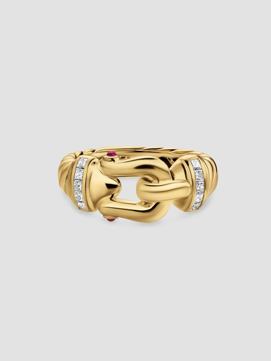 David Yurman Women's Buckle Ring in 18K Yellow Gold - Gold - Size 7