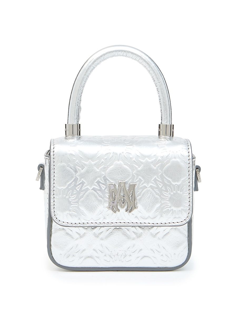 Women's Nano MA Quad Metallic Leather Top Handle Bag - Silver